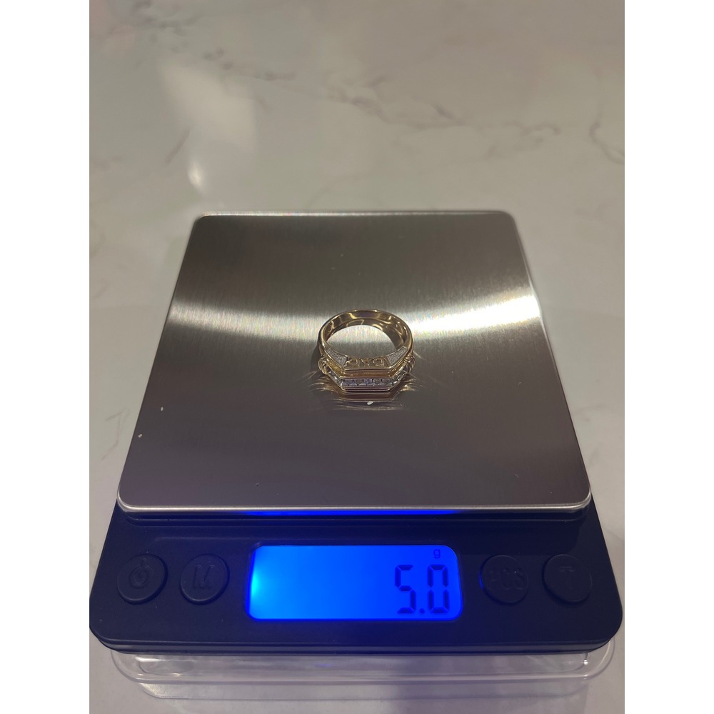 Mens Diamond Ring 10K Yellow Gold DAD Accent Size 9.5‎ Father Birthday 4 Grams - Picture 10 of 10